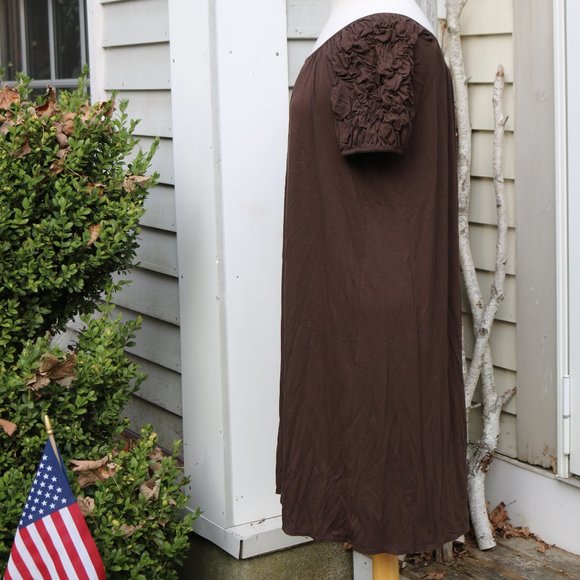 Max Studio Brown Puff Sleeve Midi Sundress - Picture 4 of 8